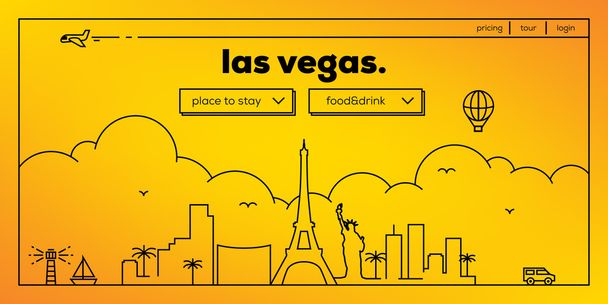 ラスベガス旅行ウェブサイトのデザイン - ベクター画像