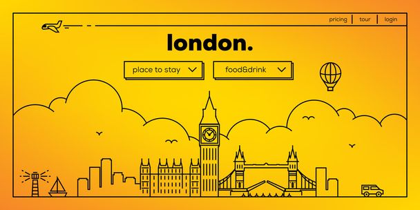 ロンドンの旅行ウェブサイトデザイン - ベクター画像