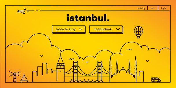 Istanbul travelling website design - Vector, Image