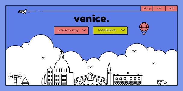 travelling website design of venice - Vector, Image