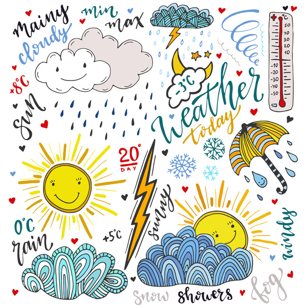 different weather icons - Vektor, Bild