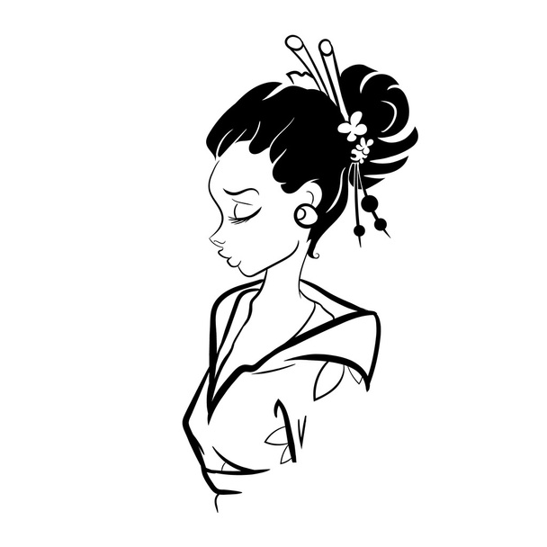 Vetor Geisha Mulher Ilustração
 - Vetor, Imagem
