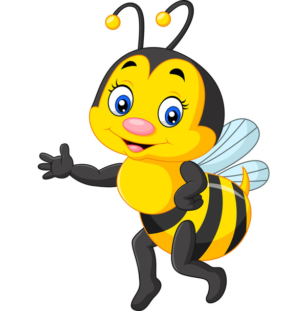 Happy bee prezentující kreslený - Vektor, obrázek