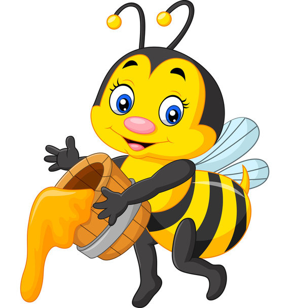 かわいい蜂蜜保持 - ベクター画像