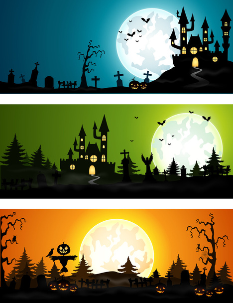 Set of three Halloween banners - Vector, Image