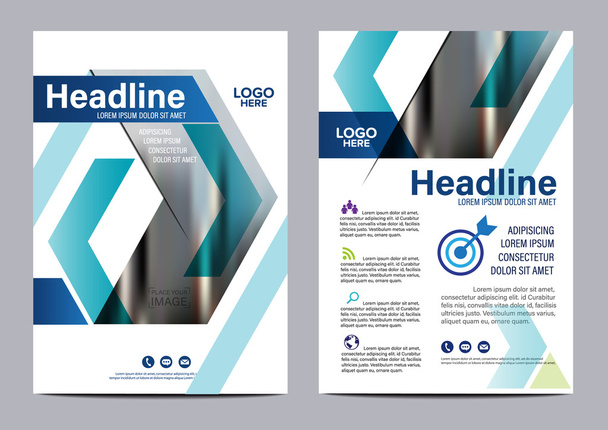 Blue Brochure Layout design template. Annual Report Flyer Leaflet cover Presentation Modern background. illustration vector in A4 size - Vector, Image