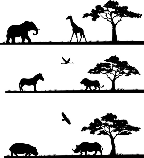 Set di tre animali banner silhouette
 - Vettoriali, immagini