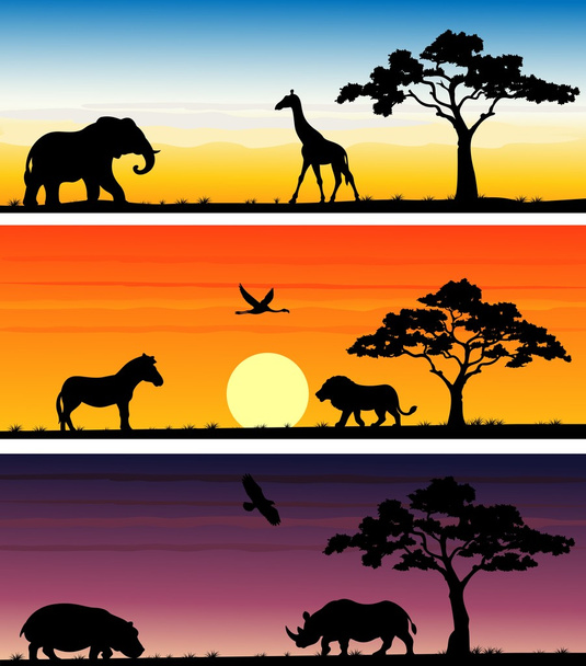 Banner három állatok csoportja - Vektor, kép
