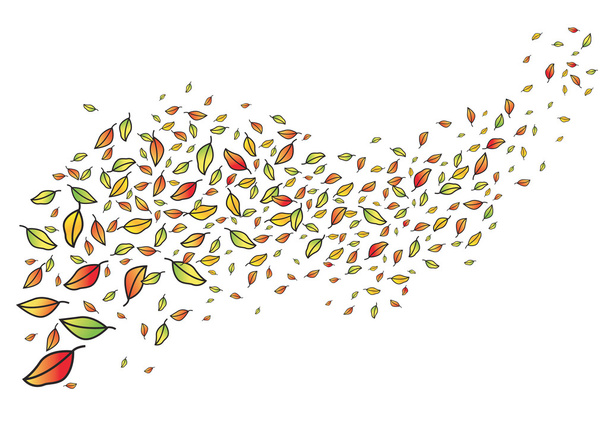 Blätter fliegen im Wind, fallen. Vektorillustration - Vektor, Bild