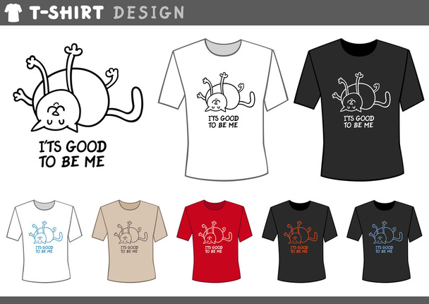 T-Shirt-Design mit glücklicher Katze - Vektor, Bild