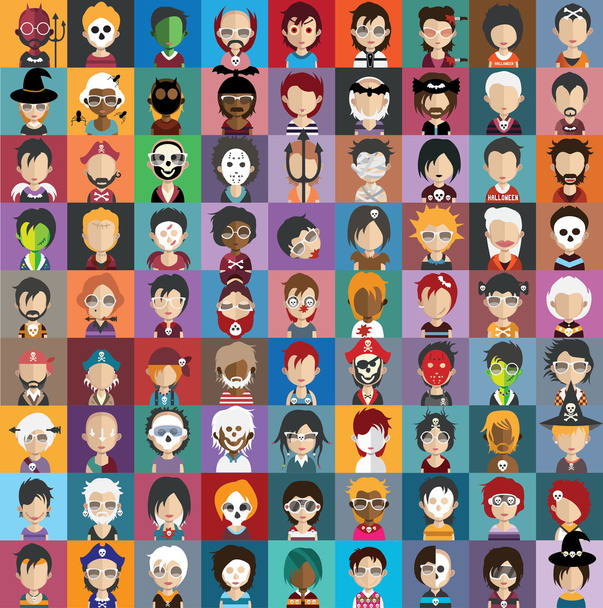 set of Halloween avatar characters - Vector, Image