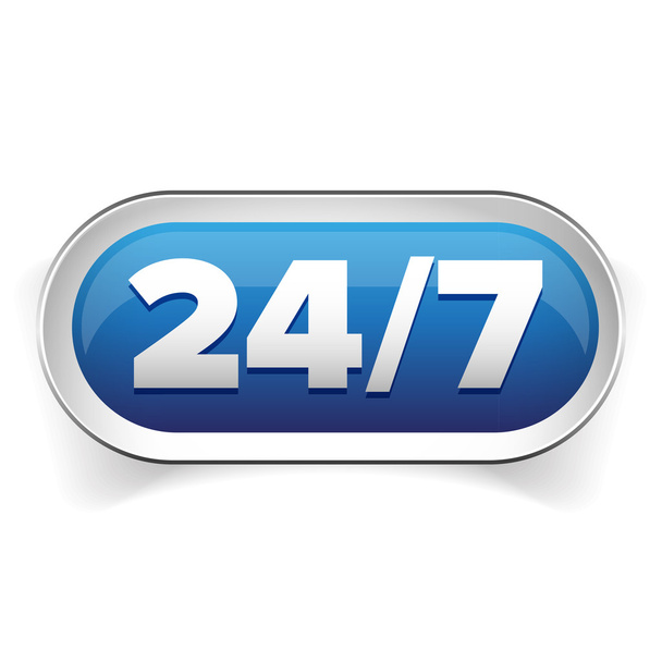 Icono 24 7. abierto las 24 horas del día y los 7 días de la semana
 - Vector, imagen