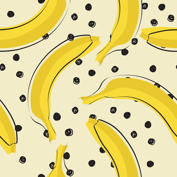 Seamless stylish pattern with fresh yellow bananas in flat style. Bananas pattern for cloth, textile, wrap, tshirt, bermudas and other design. - ベクター画像