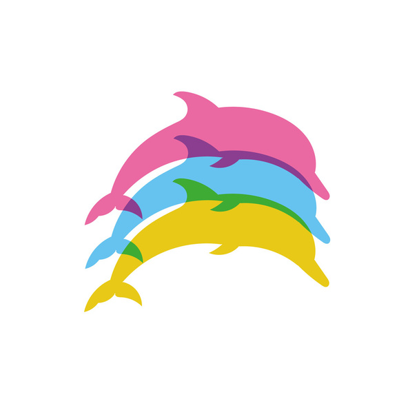 Dolphin. Vector silhouette on a white background.  - Vector, Image