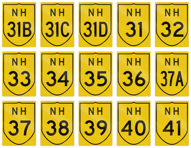 Collection of route shields of Indian National highways - Photo, Image