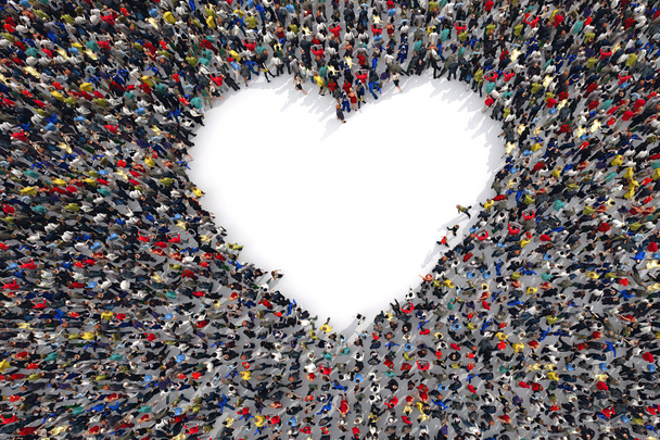  people  forming  the heart symbol  - Photo, Image