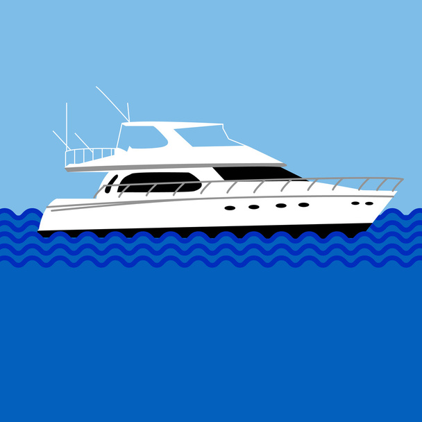 Vector yacht in the ocean - Διάνυσμα, εικόνα