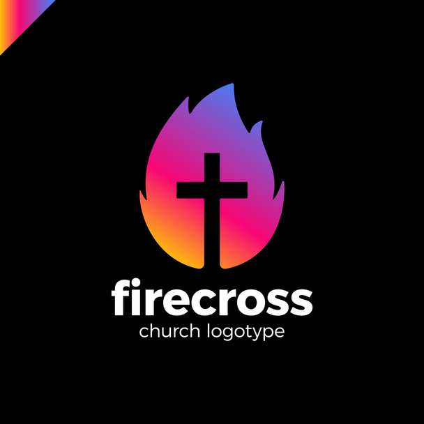 Cristianesimo moderno croce nel fuoco o simbolo di fiamma nello spazio negativo
. - Vettoriali, immagini