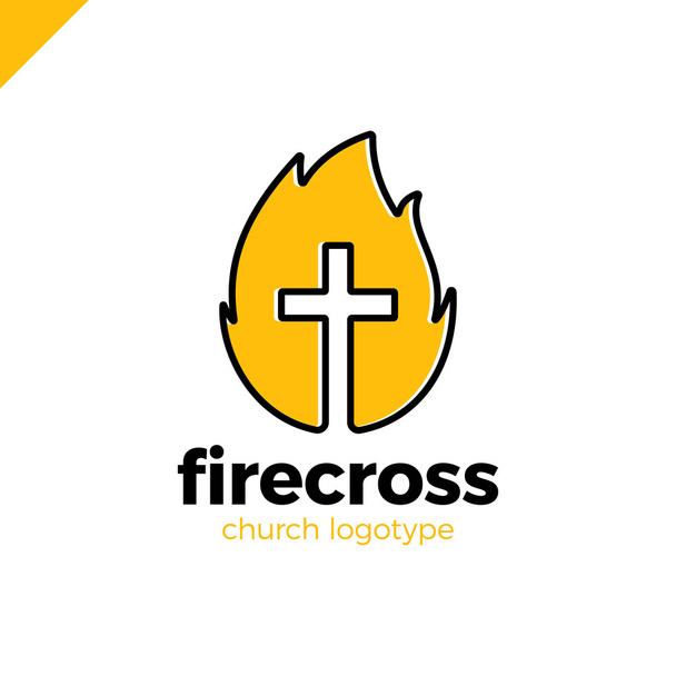 Сучасний християнство хрест у вогні або полум'я символом в негативному просторі. - Вектор, зображення