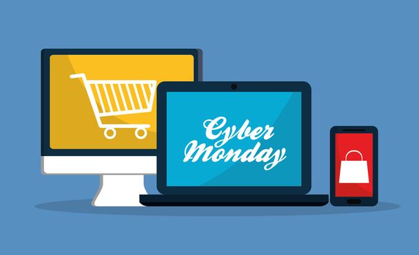 Gadgets and cyber monday design - Vector, Image