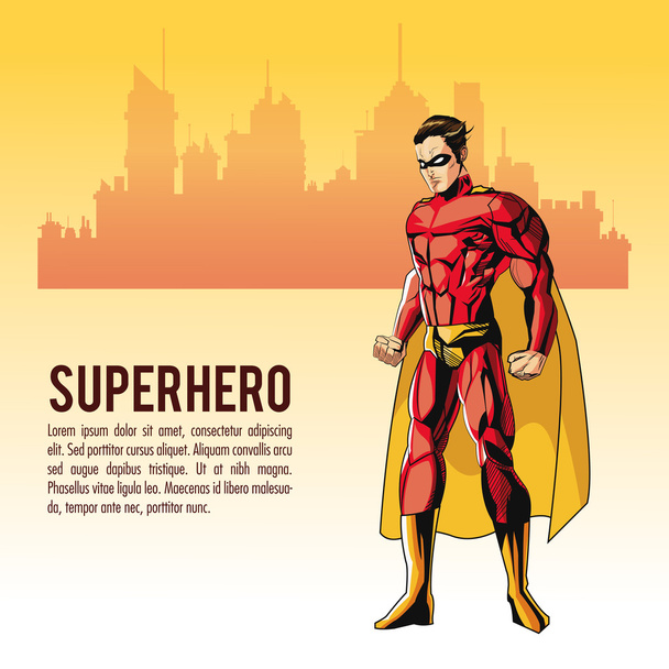 Супергеройський чоловік мультиплікаційний дизайн
 - Вектор, зображення