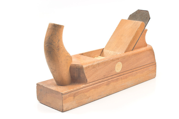Hobel altes Holzjointer-Werkzeug isoliert auf weiß - Foto, Bild