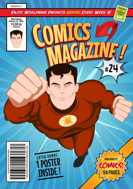 Comic Book Cover Template - Vector, Image