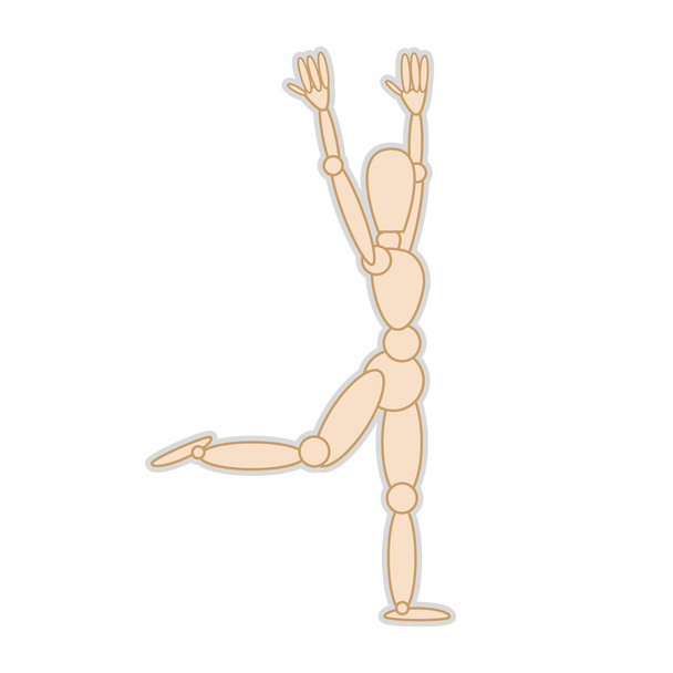wooden mannequin movement pose - Vector, Image
