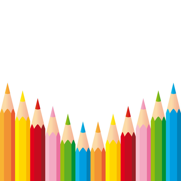 Ensemble de crayons colorés sur fond blanc - Vecteur, image