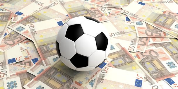 Balle de football à rendu 3d sur billets de 50 euros
 - Photo, image