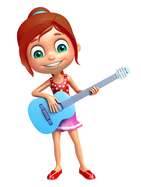 Kid girl with Guitar - Foto, immagini