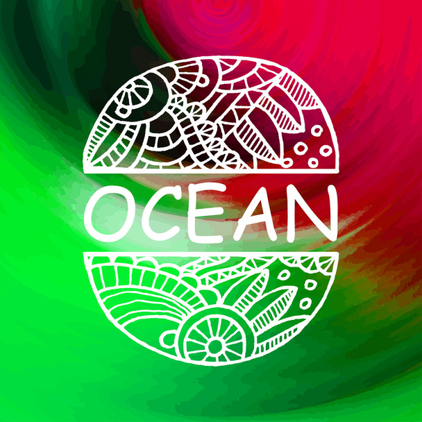 Ocean white zentangle  - Vector, Imagen