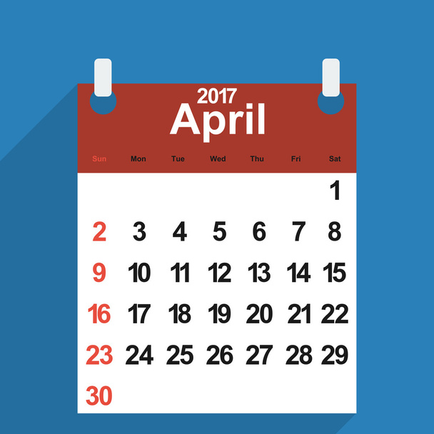 4 月の日の月葉カレンダー 2017 - ベクター画像
