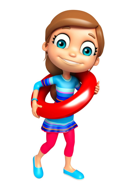 kid girl with Swimming tube - Photo, Image