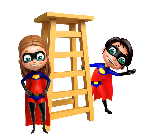 Superboy y Supergirl con escalera
 - Foto, imagen