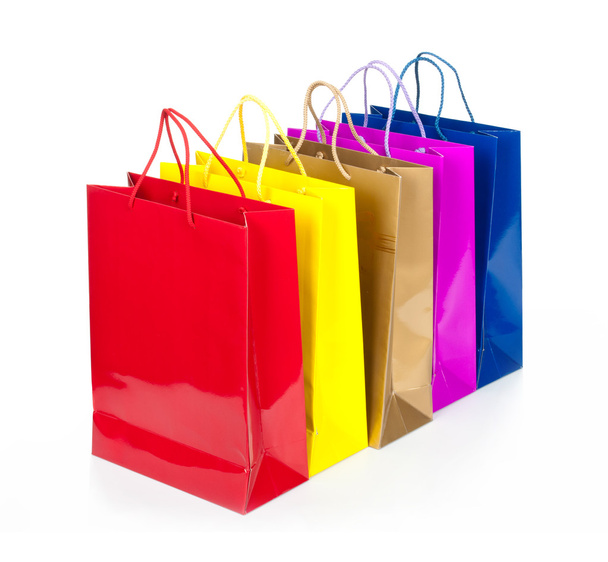 Bolsas de compras coloridas en fila
 - Foto, imagen