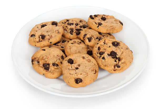 Pile of chocolate chip cookies on a dish - Photo, Image
