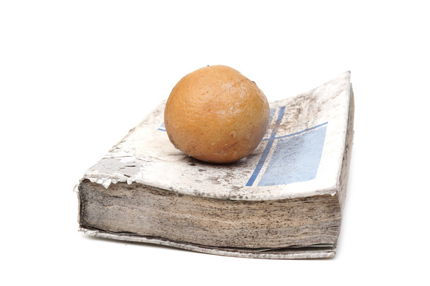 çürük portakal ile eski kitap - Fotoğraf, Görsel