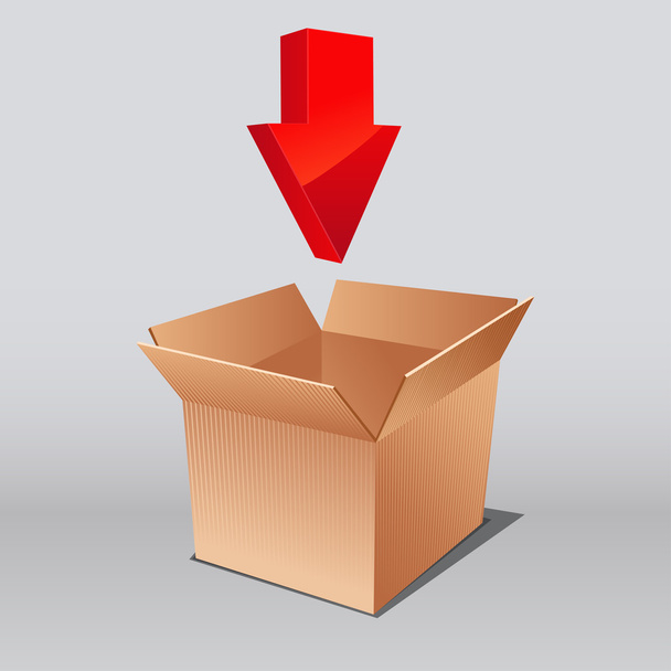 Open box for download with arrows - Vector, Image