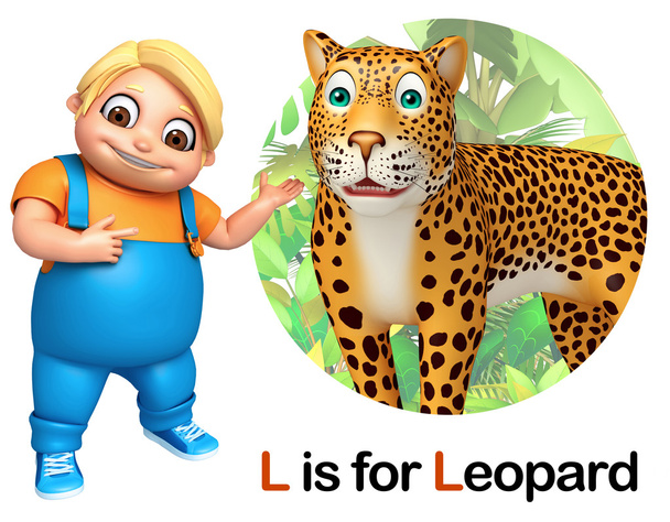 Junge zeigt Leoparden an - Foto, Bild