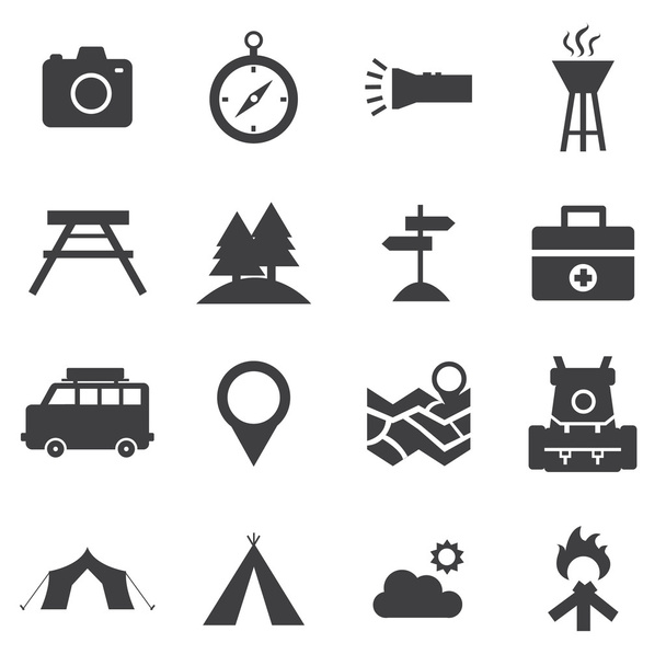 Camping iconen vectorillustratie - Vector, afbeelding