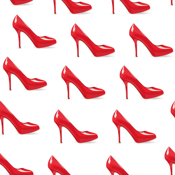 赤いかかとの高い靴のシームレスな背景 - ベクター画像