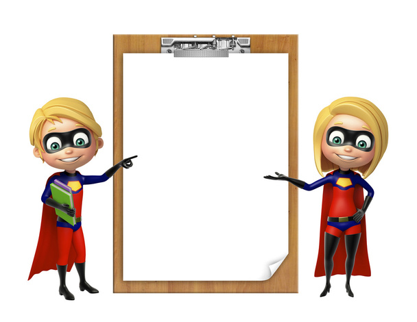 Superboy y Supergirl con cuaderno de examen
 - Foto, imagen