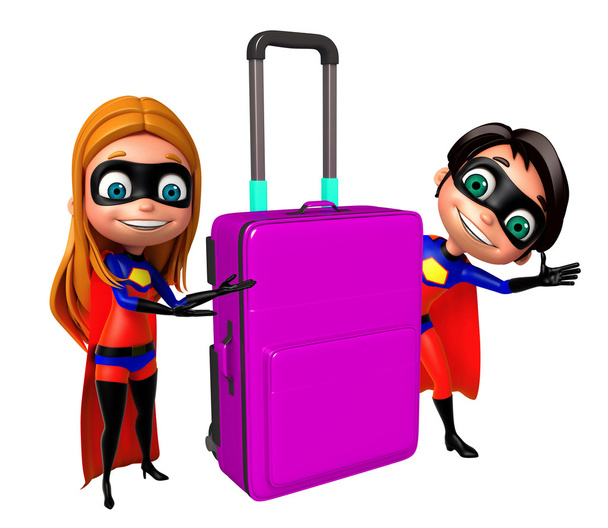 Superboy and Supergirl with traveling bag - Photo, Image