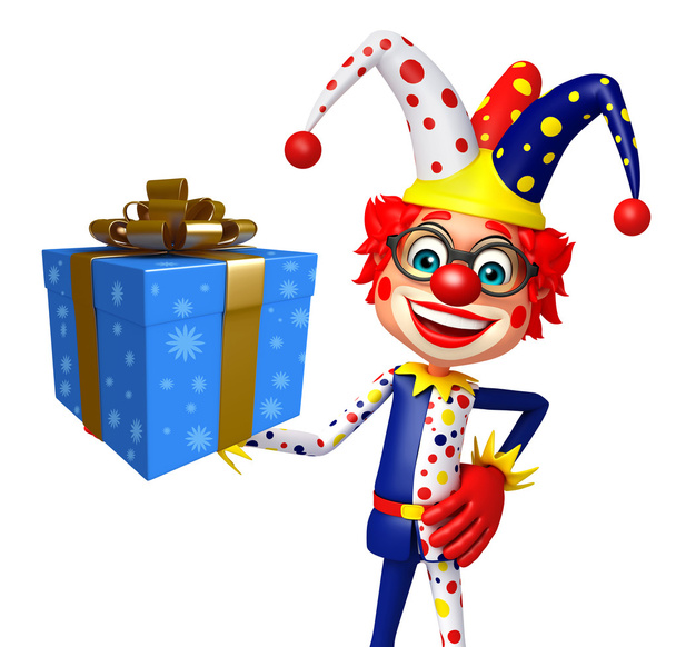 Clown avec coffret cadeau
 - Photo, image