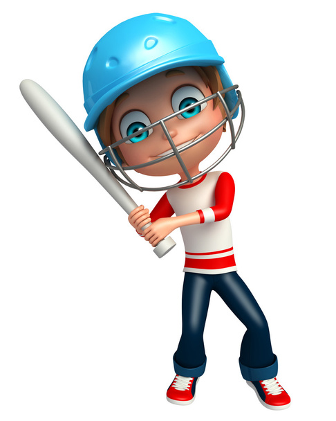Rapaz com bastão base
 - Foto, Imagem