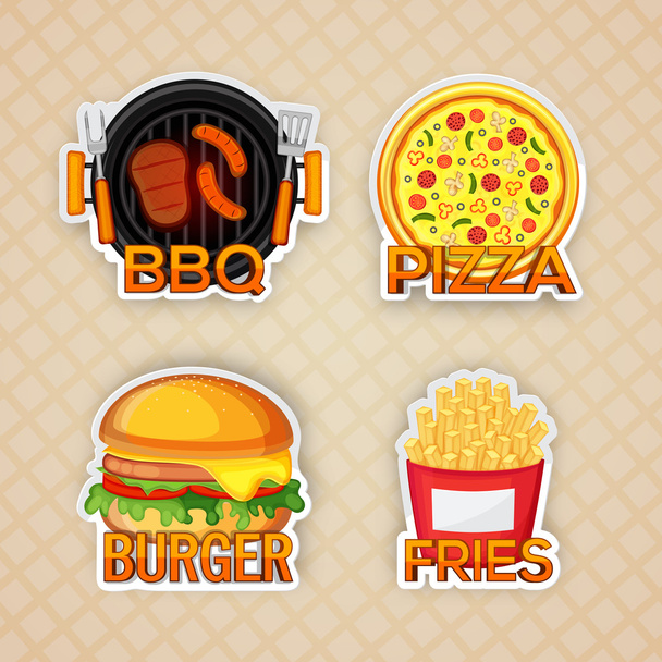 Set of Fast Food Stickers, Tag or  Labels.  - Vektor, Bild