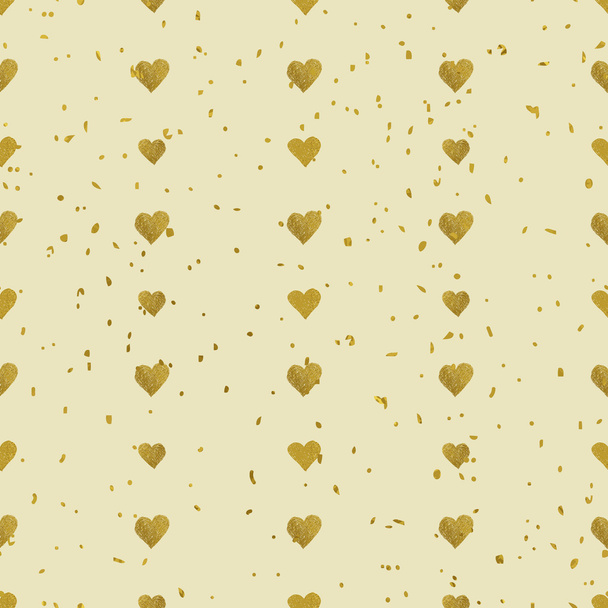 Gouden hart naadloze patroon - Vector, afbeelding