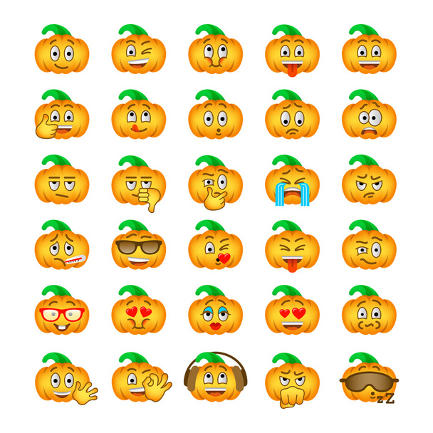 Emoticons für Halloween-Kürbis - Vektor, Bild