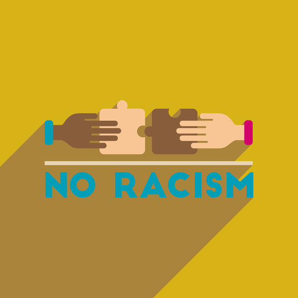 Platte web icoon met lange schaduw racisme strijd - Vector, afbeelding